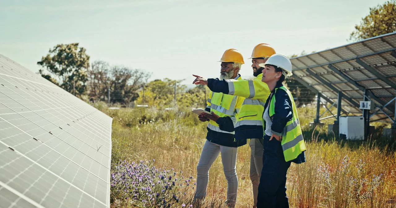 Un team di esperti pianifica le operazioni di revamping di un impianto fotovoltaico.