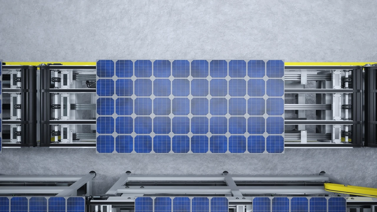 Linea di produzione di pannelli fotovoltaici, componenti chiave per sistemi con inverter ibridi in parallelo.