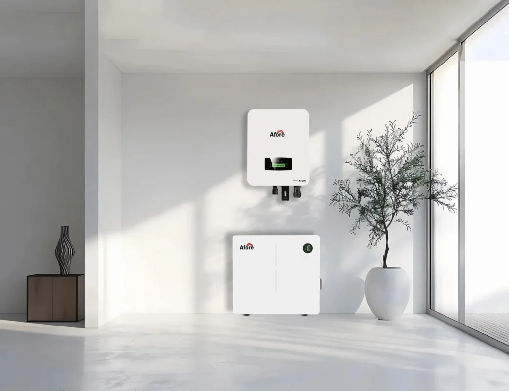 Residential PV inverters and battery systems are displayed for bulk supply applications.