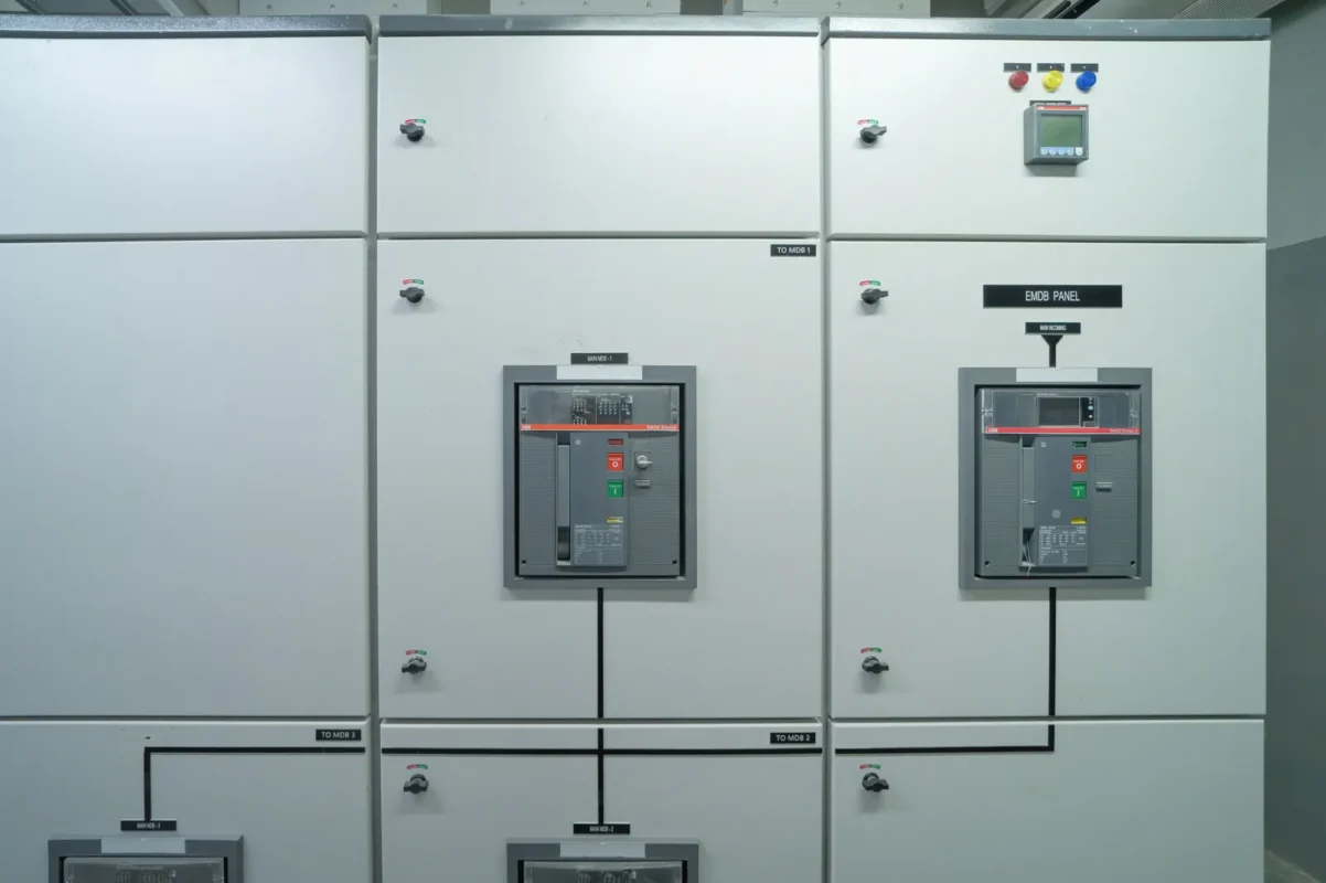 Commercial solar electrical panels, key infrastructure for EPC-financed solar projects.